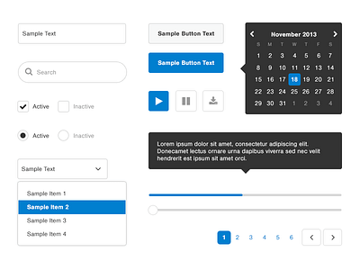 UI Kit (@2x) buttons date picker elements forms input kit slider tooltip ui