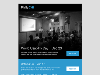 PhillyCHI Email Template (@2x) design email flat html email philadelphia phillychi professional template