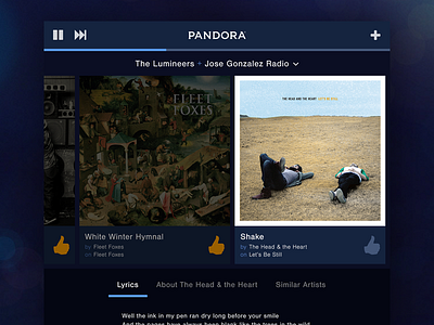 Pandora Desktop App (@2x) album concept desktop music pandora player ui