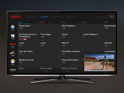 Cable TV cable guide smart television tv ui