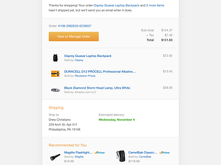 Amazon Order Confirmation Email by Drew Christiano on Dribbble