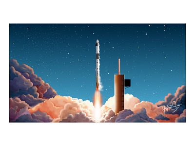 Launch of the Dragon astronaut design illustration nasa rocket space spacex vector