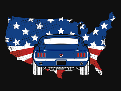 United 'Stangs auto car illustration tshirt vector