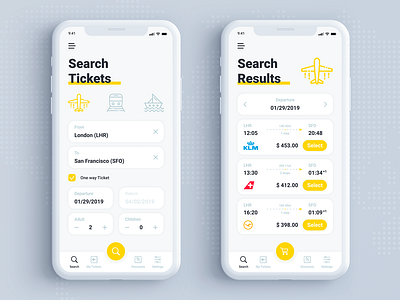 Tickets Search - UI app application design ios mobile mobile app ui