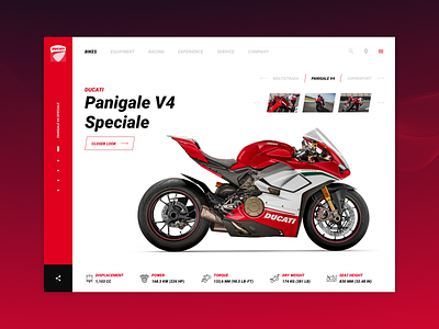 Ducati Product Page design ducati first screen moto product ui web