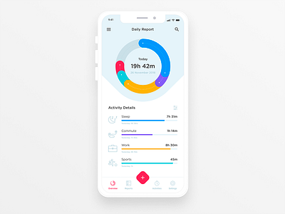 Daily activity time tracker app applicaiton design ios mobile mobile app ui