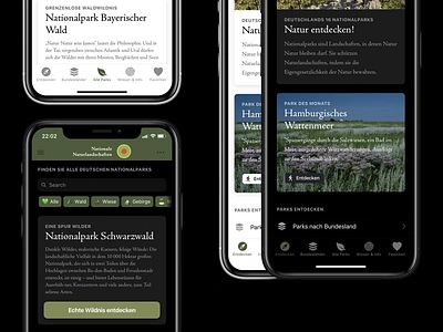 National Parks App Concept - Daily UI Challenge 001 adobexd app daily daily ui dark mode dark ui design ionic ios iphone minimal national parks nature ui