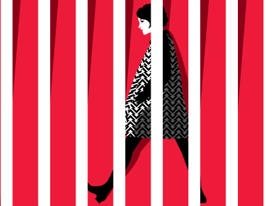 Peek-A-Boo creative design digital girl illustration line pattern red stripes vector vector art walk