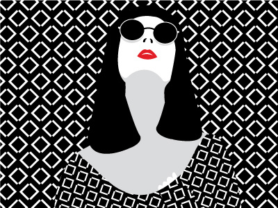 When the sun is out on a cold winter day black and white creative design flat design girl graphic illustration minimal pattern red lips vector
