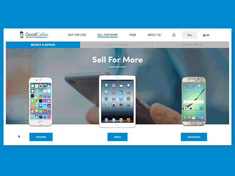 GoodCellas Trade-In after effects animation blue branding clean design gif ui ux web website