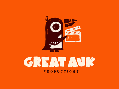 Great Auk Productions animal bird branding character characterdesign cute drawing film flat funny great auk hand drawn illustration logo logotype mascot movie penguin production