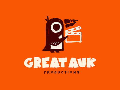 Great Auk Productions animal bird branding character characterdesign cute drawing film flat funny great auk hand drawn illustration kawaii logo logotype mascot movie penguin production