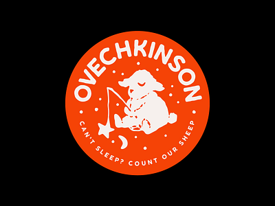 Ovechkinson animal badge branding character cute flat hand drawn illustration logo mascot sheep toy