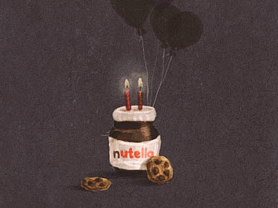 Birthday balloon birthday card cookie digital paint illustration nutella paint