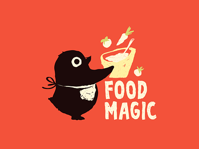 Food Magic animal character cook cooking cute food hand drawn illustration illustrative logo logo logocollection mascot penguin texture