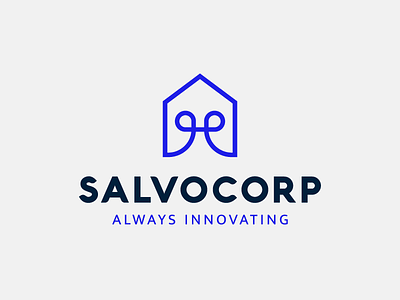 Salvocorp branding flat geometric house icon innovation line logo logo logotype tech vector