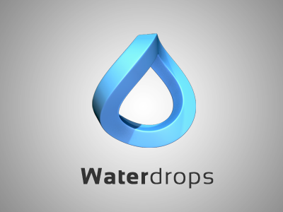 Waterdrops logo 3d 4d blue c4d cinema drink drop drops fluid icon logo simple water waterdrop