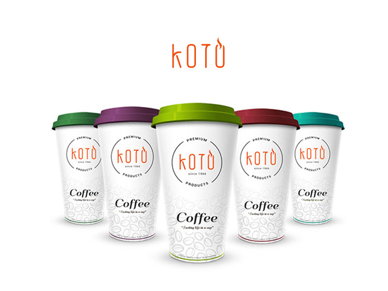 Koto coffee cup packing design koto packing design branding coffee cup pack
