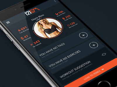 121GYM 121gym app design burn callories fitness mobile ui pebble sport time workout