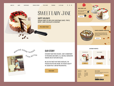 Cake shop Website cake desert design figma food landing sweet ui ui design website