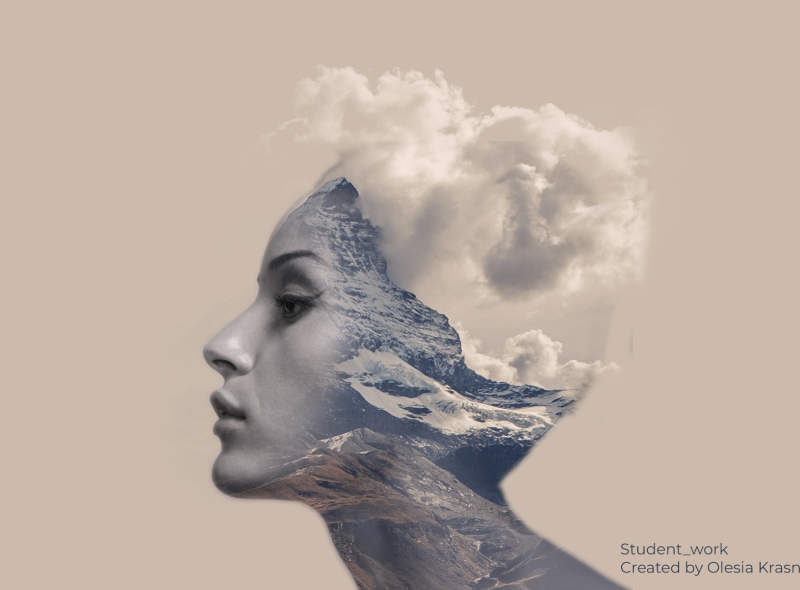 Woman mountain collage by Olesia on Dribbble