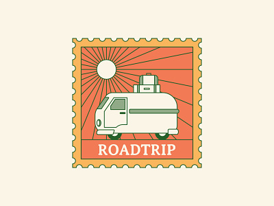 Roadtrip Post Stamp mail mail illustration post stamp post stamp illustration roadtrip roadtrip stamp truck truck illustration