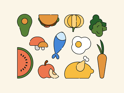 Fresh Produce food icons food illustrations food vector icons food vector illustrations grocery illustrations minimalist food simple food illustrations