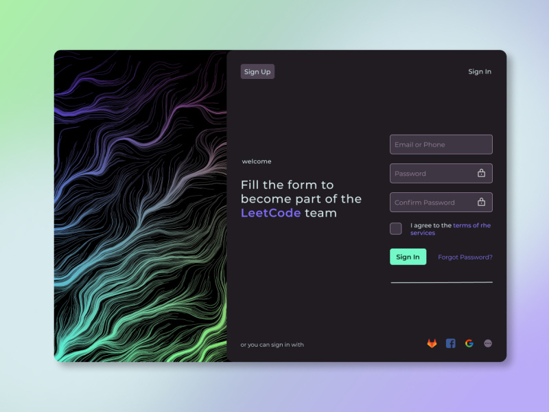 Sign In Page for LeetCode by Viktoriia on Dribbble