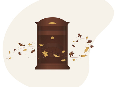 Mailbox in autumn autumn background brown correspondence foliage graphic design illustration letters mailbox mailbox in autumn ui vector
