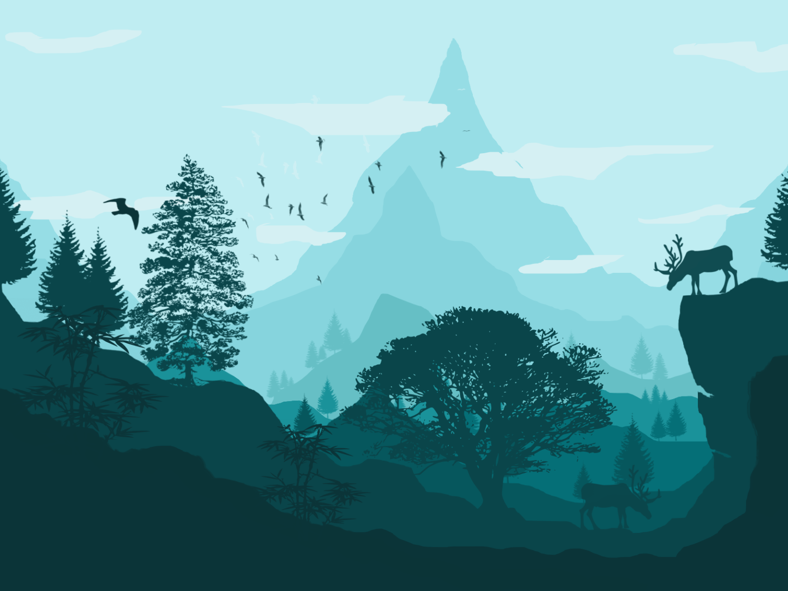 Flat Mountain Landscape by Abhishek Mohanty on Dribbble