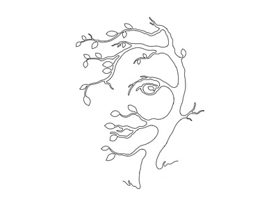 Line drawing illustration minimalism portrait procreate tree