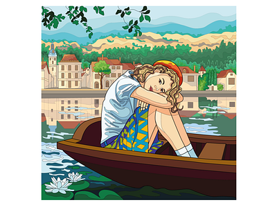 Coloring boat trip coloring coloring by numbers digital painting illustration illustrator painting by numbers vector drawing