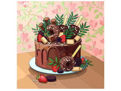 Cake cake chocolate coloring dessert digital art illustrator vector