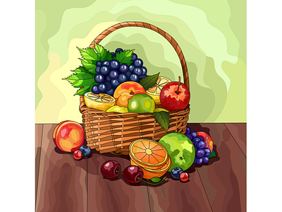 Coloring. Fruit basket.