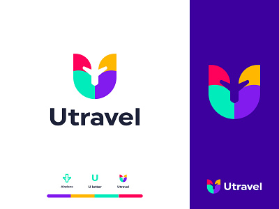 U letter with airplane logo | U Letter Logo | Travel logo abstract airplane branding design colorful journey letter logo logo logo trends 2021 logodesign logotype modern logo plane tour logo transport travel logo travelling app trip u letter logo u logo