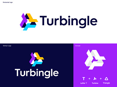 Turbingle Logo Concept | T + Turbine + Triangle | T Letter Logo