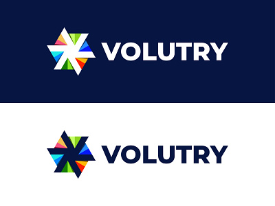 VOLUTRY Logo Concept abstract logo brand identity branding colorful design ecommerce hexagon logo letter letter v logo logo design logodesign logodesigner logomark logos modern modern logo startup symbol technology