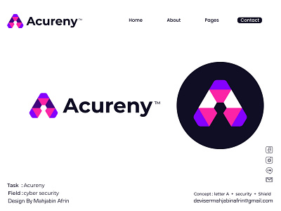 Acureny logo design brand identity branding business logo creative logo cyber cybersecurity ecommerce flat logo logo logodesign logodesigner logos minimalist logo modern logo professional logo protection security shield tech technology unique logo