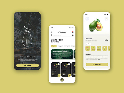 Avocado Food Delivery Apps app branding design graphic design icon illustration logo typography ui ux vector