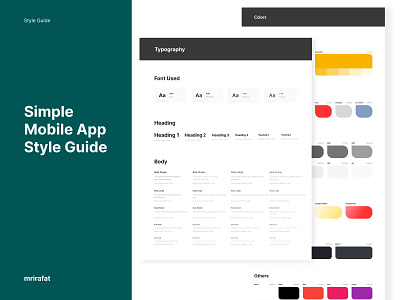 Free Mobile App Style Guide app design color plate color theory component design system graphic design style guide type scale typography user interface user journey map visual design wireframe