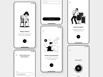 Meditation mobile app UI UX design app design branding fitness app design graphic design healthcare app design illustration interaction design meditation app design mobile app design prototype ui design user journey map ux design wireframe