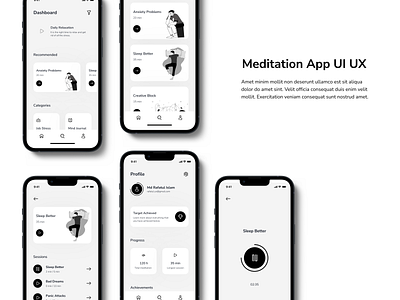 Meditation Mobile app UI UX Design app design app ui ux design design healthcare app design meditation app design prototype rafatulux ui user journey map wireframe
