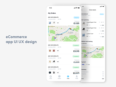 eCommerce mobile app order management page app design b2b app design b2c app design branding design ecommerce mobile app graphic design illustration logo map view order management order tracking prototype rafatulux ui user journey map wireframe