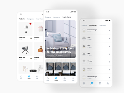 eCommerce mobile app Product page and categories