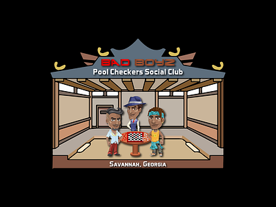BAD BOYZ Pool Checker Social Club (Flat View) branding design illustration logo vector