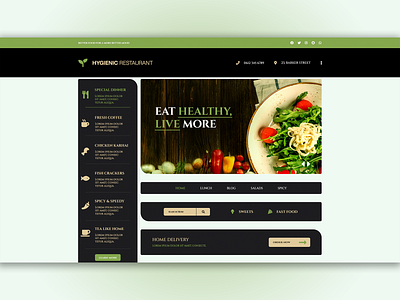 Restaurant Website design | Responsive UI Design clean color custom landing page custom website graphic design graphic ui green landing page modern responsive design ui design web design website yellow