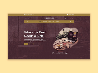 Coffee Café User Inter Face | Café Web Design cafe logo cafe webstie clean coffee bean coffee cup coffee shop color custom landing page modern ui design web design website website design white yellow