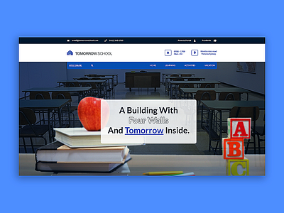 School Landing Page Design blue clean colors custom landing page custom website design graphic design modern school school app school homepage school landing page school website schools trendy design ui design web design website website design white