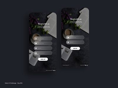 Sign up / Log in - Daily UI 001 001 dailyui design