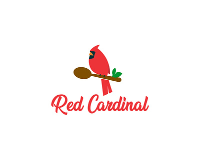 Red Cardinal - a catering service's logo birds logo branding catering design graphic design logo red red cardinal restaurant logo typography vector